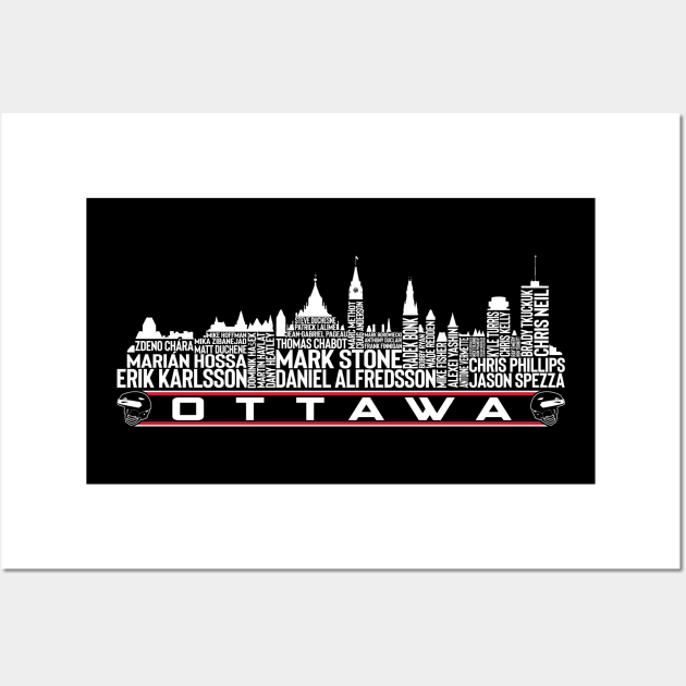 Ottawa Hockey Team All Time Legends, Ottawa City Skyline Wall Art by Legend Skyline